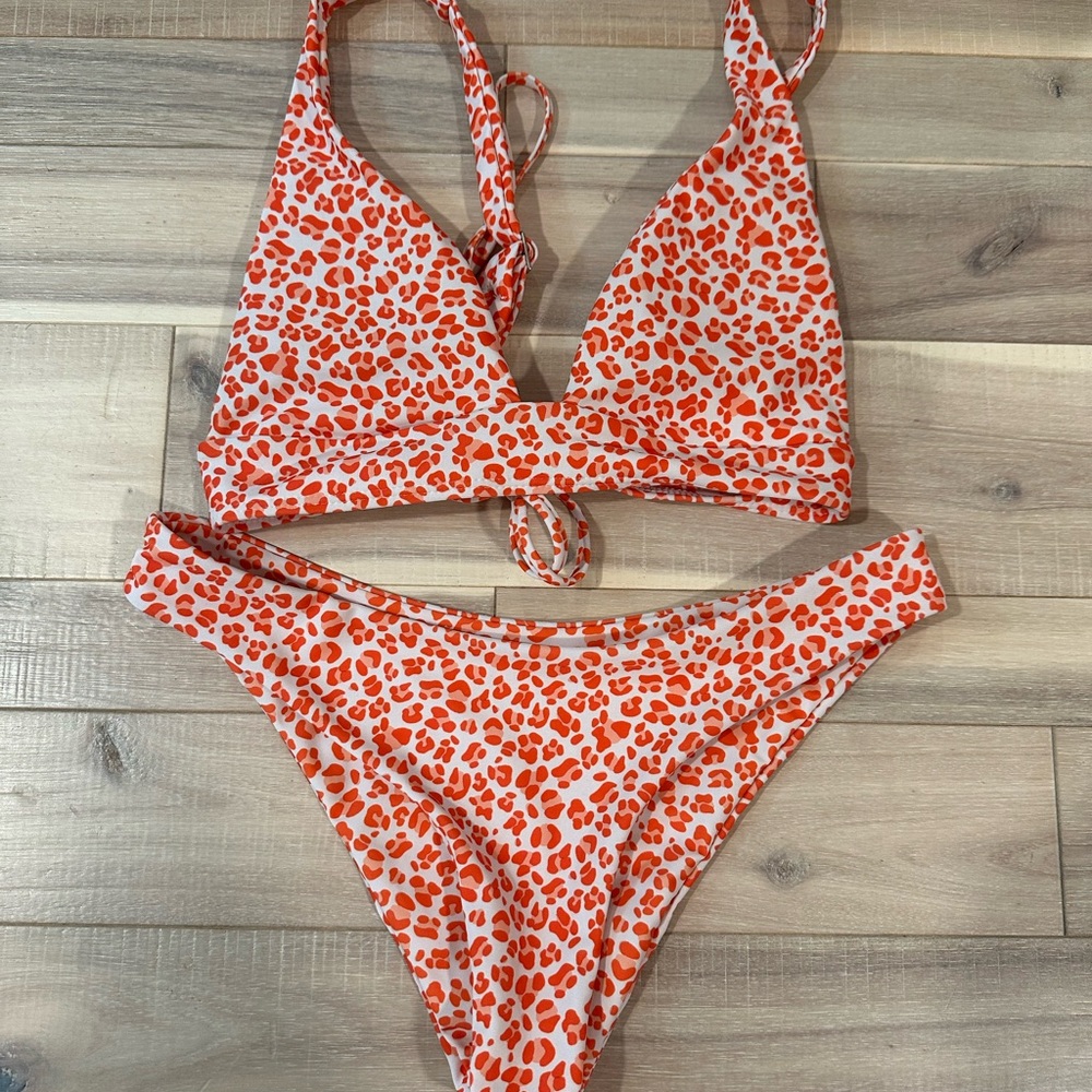 Red Leopard Print Bikini Set